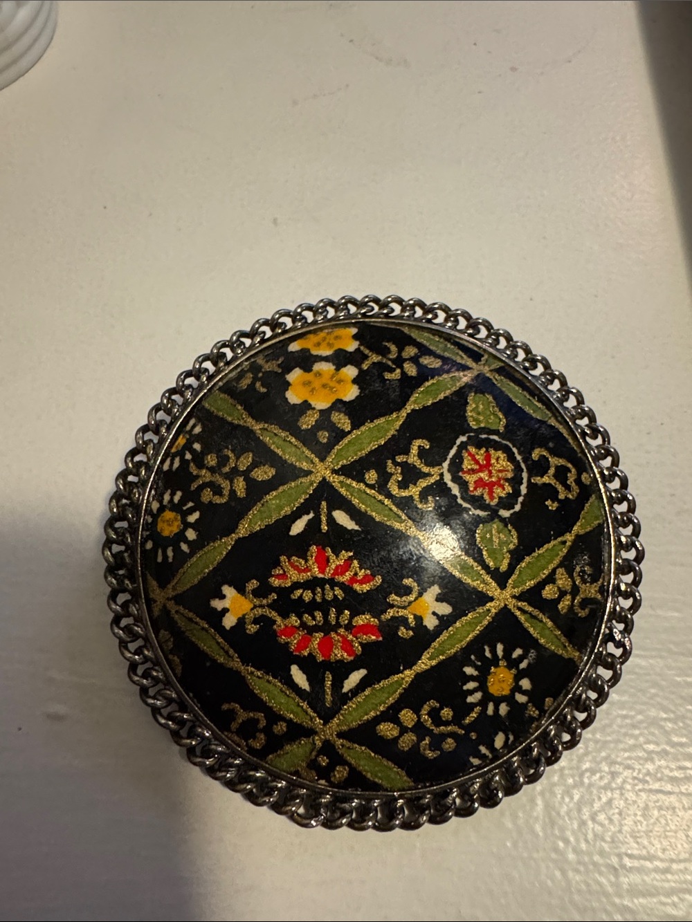 Hand-Painted Floral Decorative Brooch
